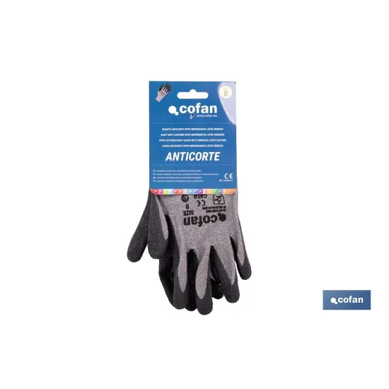 GUANTE ANTICORTE HPPE IMPREGNADO DE LATEX RUGOSO TALLA 8