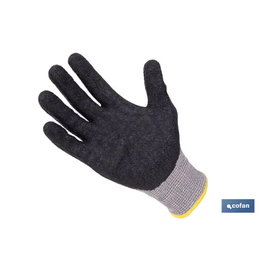 GUANTE ANTICORTE HPPE IMPREGNADO DE LATEX RUGOSO TALLA 9