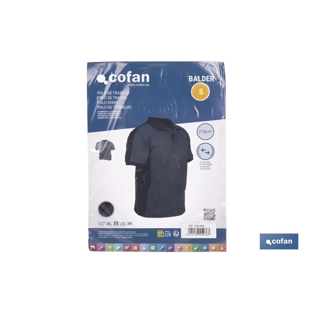 POLO BALDER ELASTANO 210 G/M2 GRIS OSCURO-NEGRO TALLA XXXL