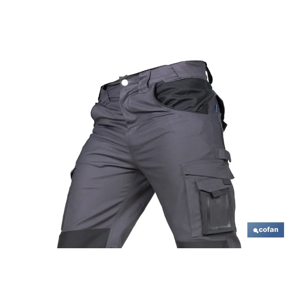 PANTALÓN DE TRABAJO HEIMDALL ELASTANO 280 G/M2 GRIS OSCURO CON DETALLES NEGROS TALLA 60