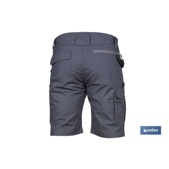 BERMUDAS DE TRABAJO FRIGG ELASTANO 215 G/M2 GRIS OSCURO CON DETALLES NEGROS TALLA 42