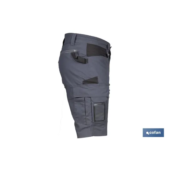 BERMUDAS DE TRABAJO FRIGG ELASTANO 215 G/M2 GRIS OSCURO CON DETALLES NEGROS TALLA 58