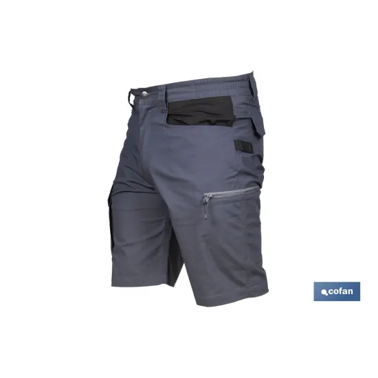 BERMUDAS DE TRABAJO FRIGG ELASTANO 215 G/M2 GRIS OSCURO CON DETALLES NEGROS TALLA 60