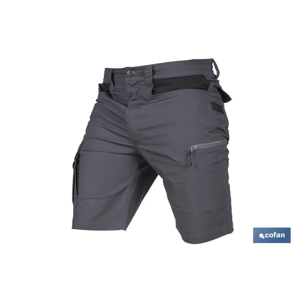 BERMUDAS DE TRABAJO FRIGG ELASTANO 215 G/M2 GRIS OSCURO CON DETALLES NEGROS TALLA 62