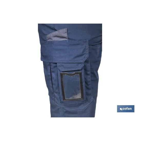 BERMUDAS DE TRABAJO TYR ELASTANO 215 G/M2 AZUL MARINO CON DETALLES GRISES TALLA 42