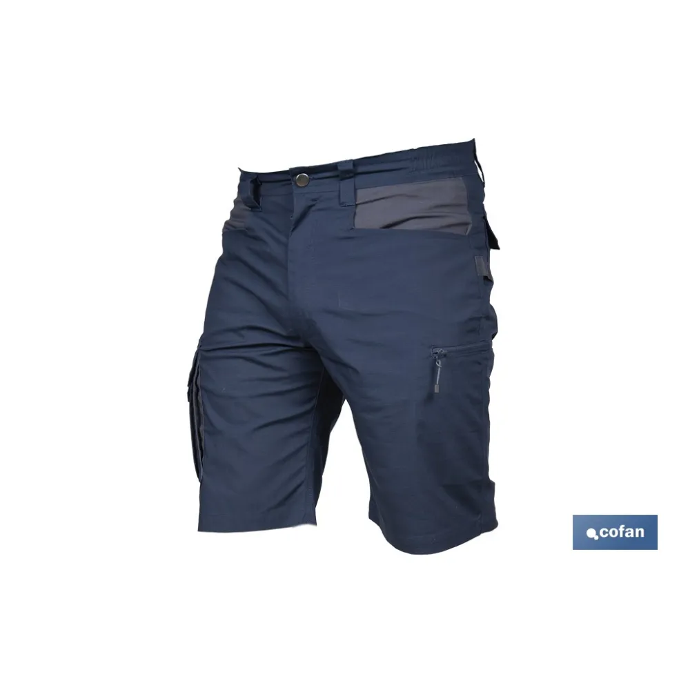 BERMUDAS DE TRABAJO TYR ELASTANO 215 G/M2 AZUL MARINO CON DETALLES GRISES TALLA 62