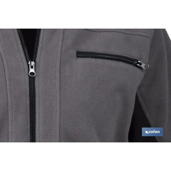 CHAQUETA POLAR MODELO WALKER 370 G/M GRIS-NEGRO TALLA S