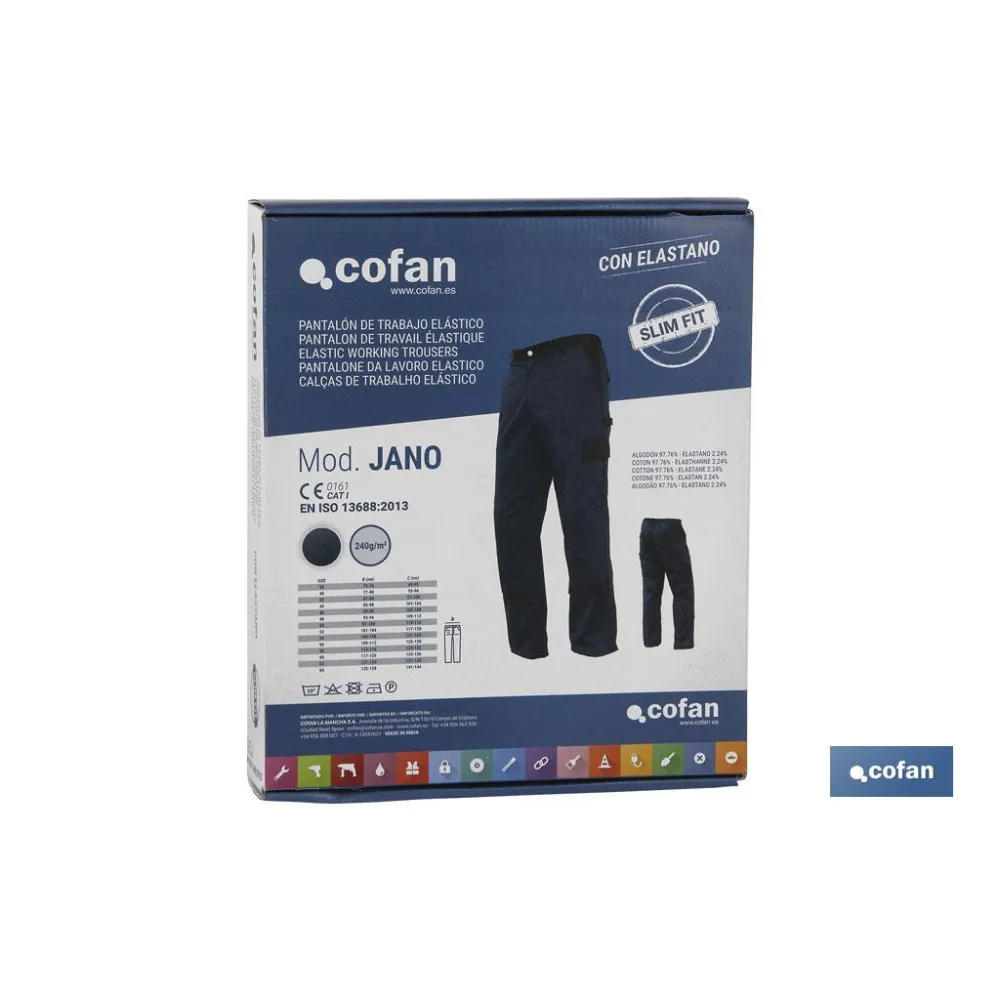 PANTALON TRAB. FLEX. JANO SLIM FIT MARINO/NEGRO T-52