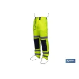 PANTALÓN DE ALTA VISIBILIDAD MODELO SIRIO AMARILLO Y AZUL MARINO TALLA L