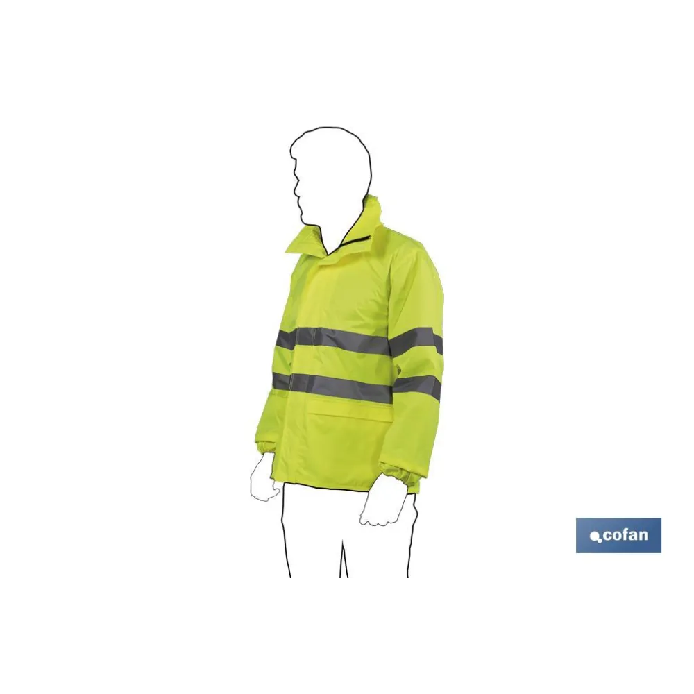 CHAQUETA DE LLUVIA DE ALTA VISIBILIDAD MODELO PÓLUX AMARILLA TALLA M