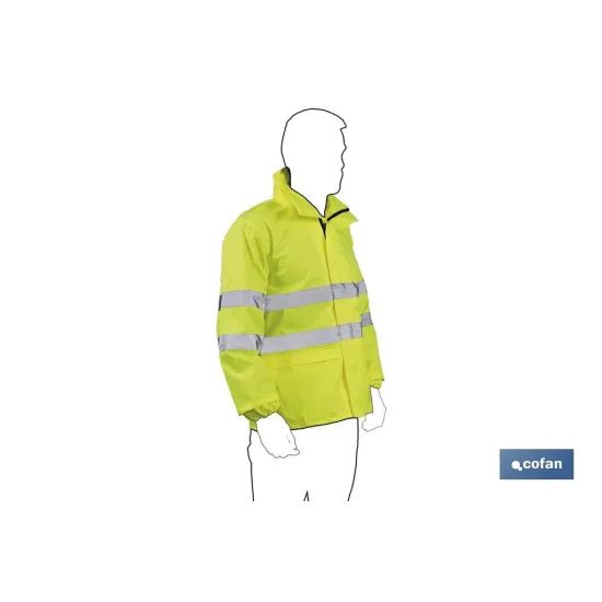CHAQUETA DE LLUVIA DE ALTA VISIBILIDAD MODELO PÓLUX AMARILLA TALLA S