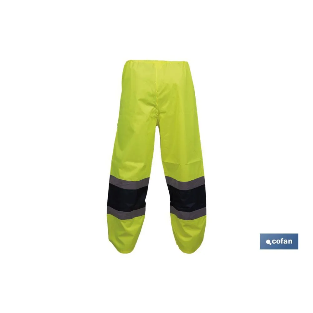 PANTALÓN DE LLUVIA DE ALTA VISIBILIDAD MODELO BELLATRIX AMARILLA Y AZUL TALLA L