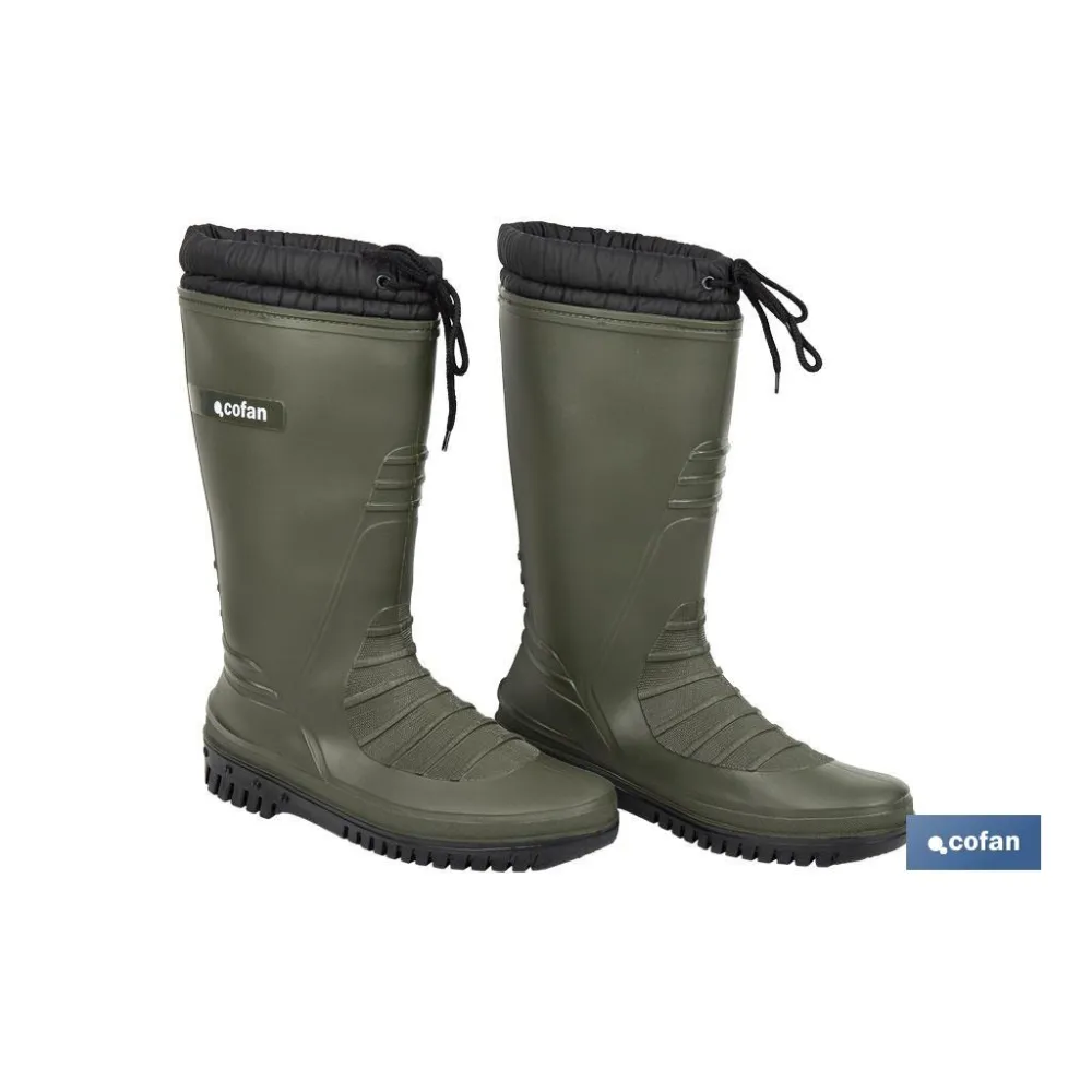 BOTA DE AGUA VERDE/NEGRA CON FORRO POLAR TALLA 39