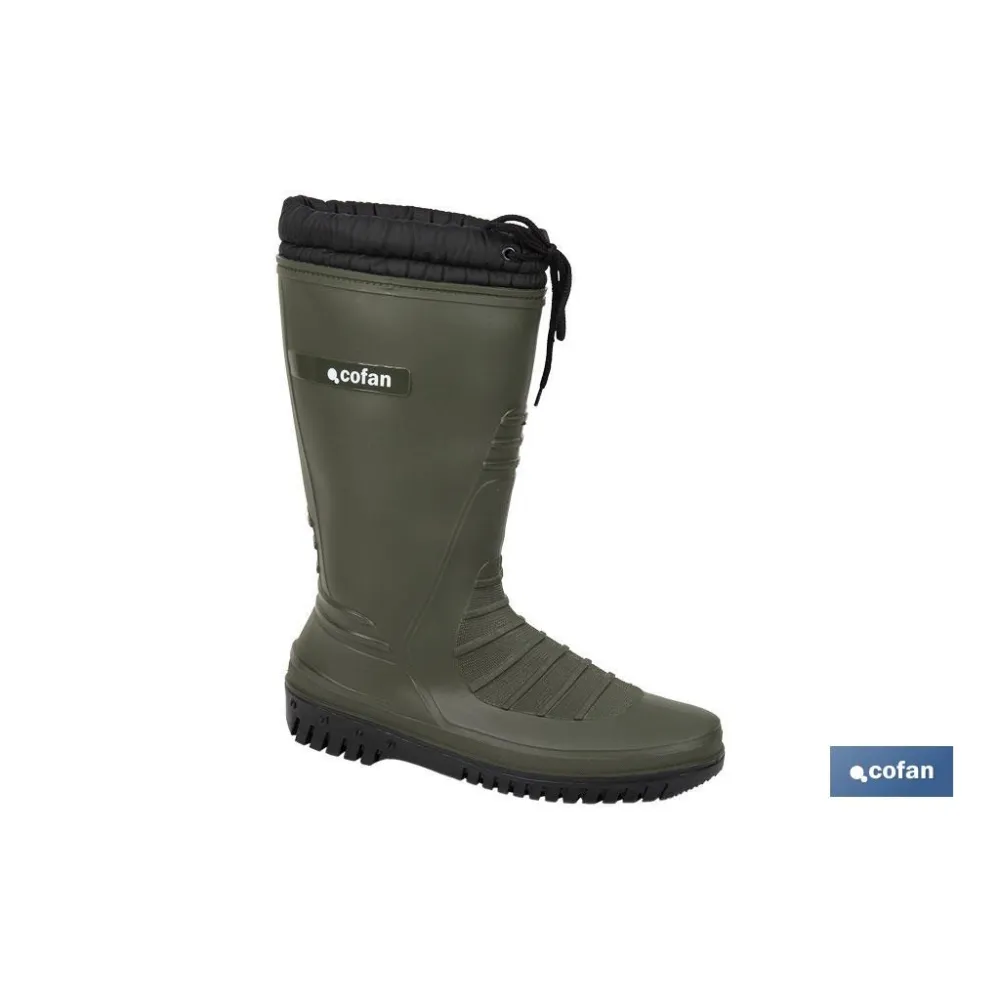 BOTA DE AGUA VERDE/NEGRA CON FORRO POLAR TALLA 42