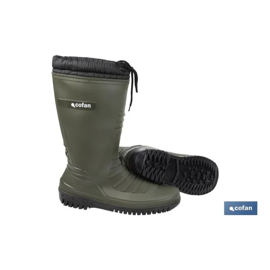 BOTA DE AGUA VERDE/NEGRA CON FORRO POLAR TALLA 42