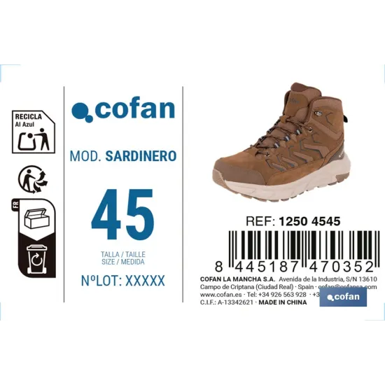BOTA DE TREKKING MARRÓN MODELO SARDINERO TALLA 45