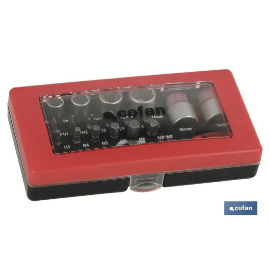 SET MINI CARRACA, VASOS Y PUNTAS 1/4 23 pcs.