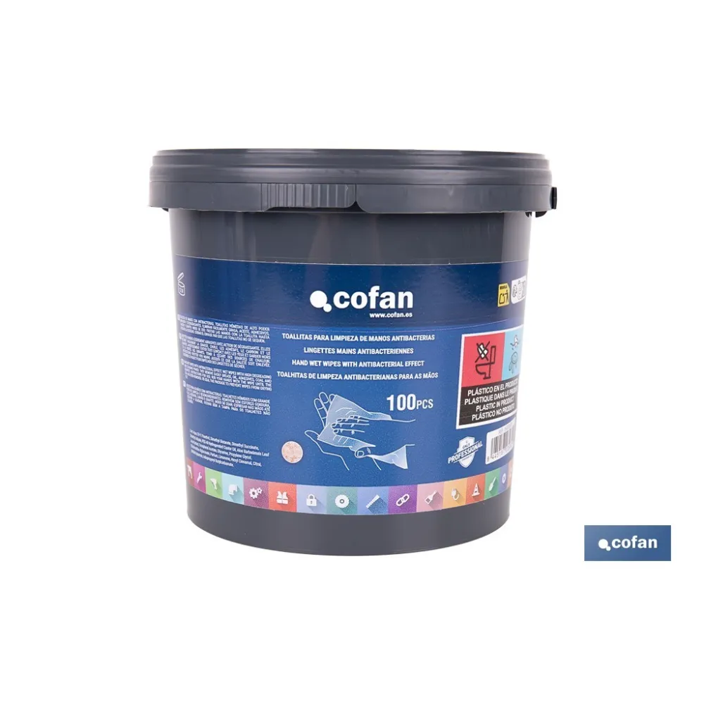 TOALLITAS PARA LIMPIEZA DE MANOS ANTIBACTERIAS 100 UDS