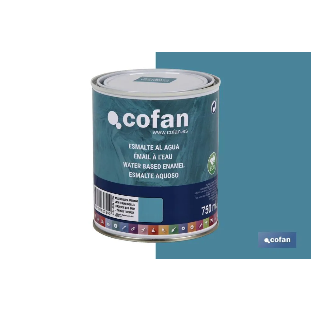 ESMALTE AL AGUA (750 ML) AZUL TURQUESA SATINADO
