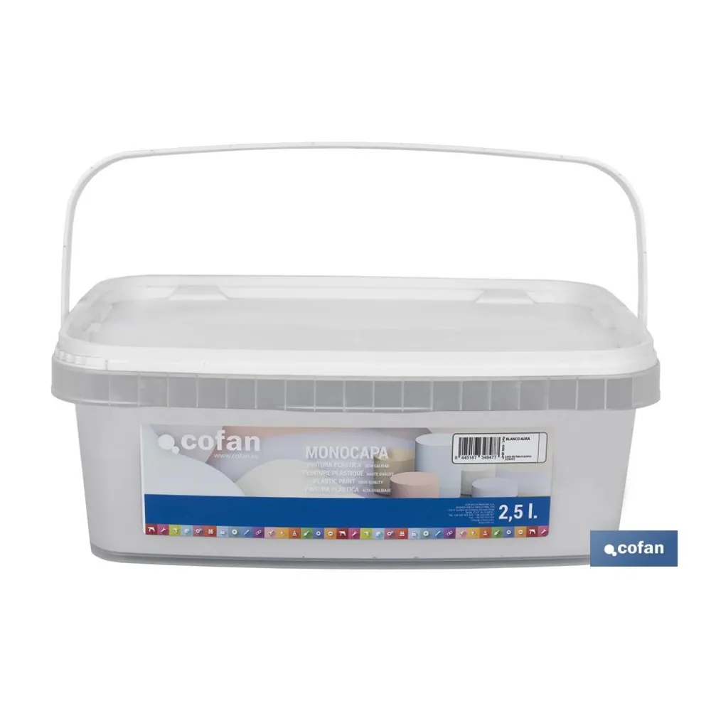 PINTURA PLÁSTICA MONOCAPA BLANCO AURA 2,5 L