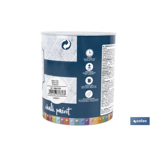 PINTURA A LA TIZA, CHALK PAINT, BLANCO TIZA 750 ML