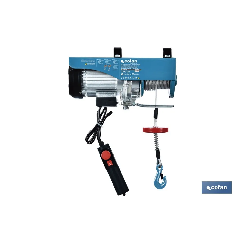 POLIPASTO ELÉCTRICO 1020 W 250/500 KG ELEVACIÓN 10/20 M