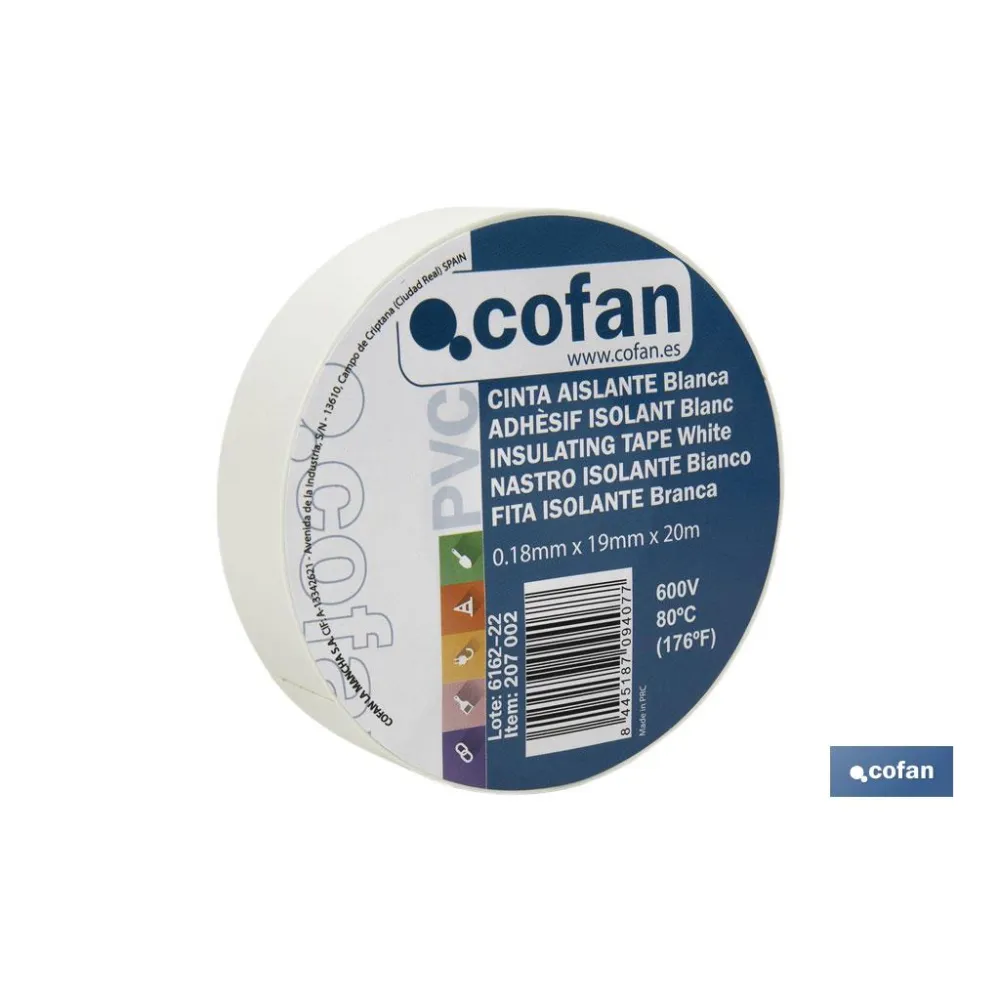 CINTA AISLANTE 180 Micras BLANCA 19mmX20 Metros