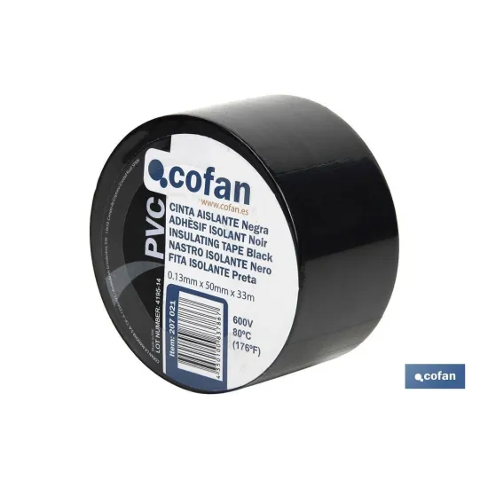 CINTA AISLANTE NEGRA DE 130 MICRAS 50 MM X 33 M