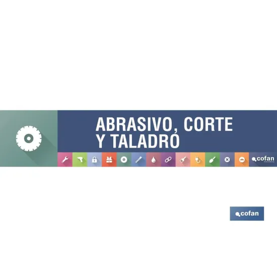 SEÑALETICA IMANTADA PARA EXPOSITOR 975 x 200 mm - ABRASIVO, CORTE Y TALADRO