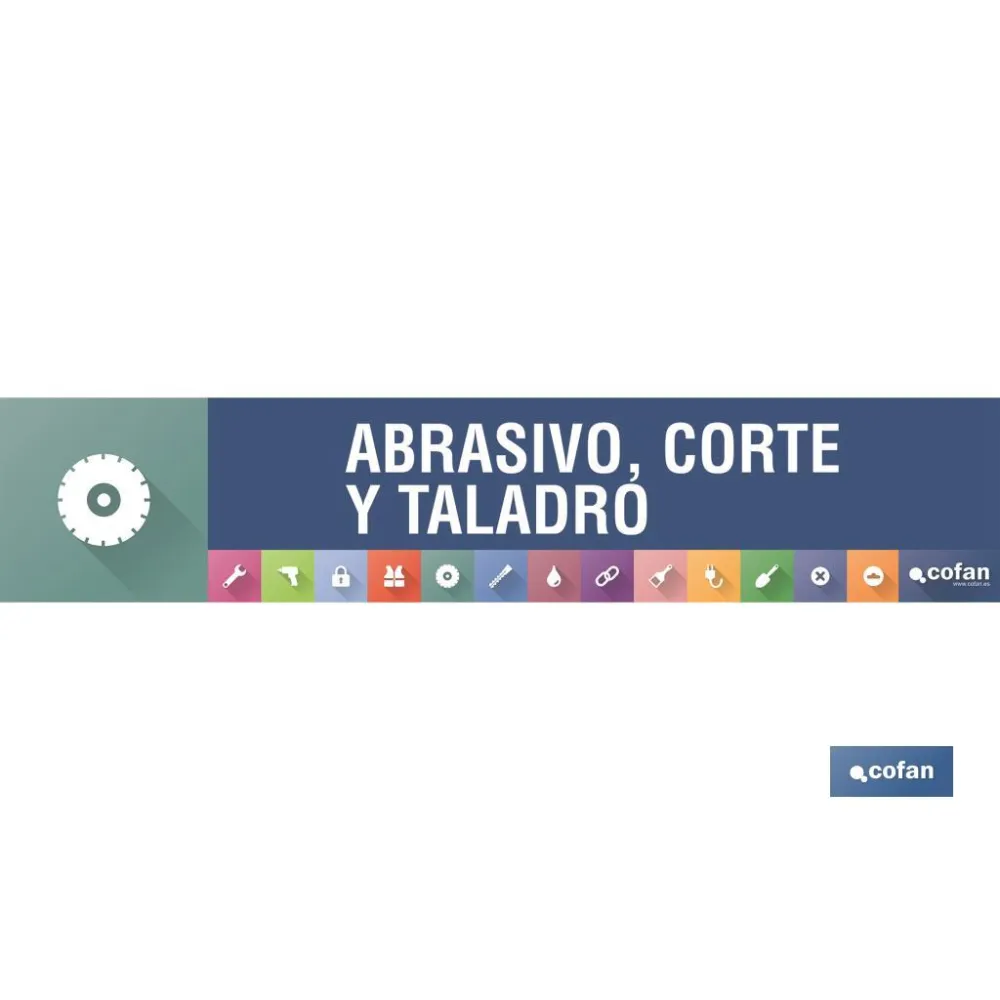 SEÑALETICA IMANTADA PARA EXPOSITOR 975 x 200 mm - ABRASIVO, CORTE Y TALADRO