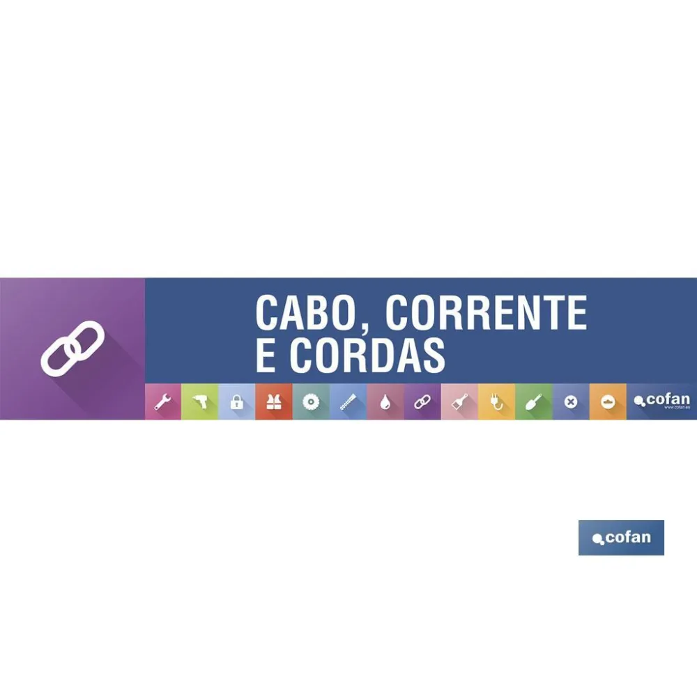 SEÑALETICA IMANTADA PORTUGUES PARA EXPOSITOR 975 x 200 mm - CABO, CORRENTE E CORDAS