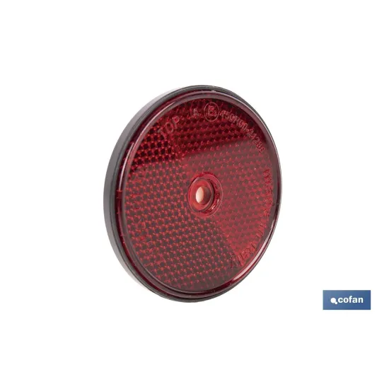 CATADIÓPTRICO REDONDO ROJO Ø60 MM CON AGUJERO SIN TORNILLO CON ADHESIVO