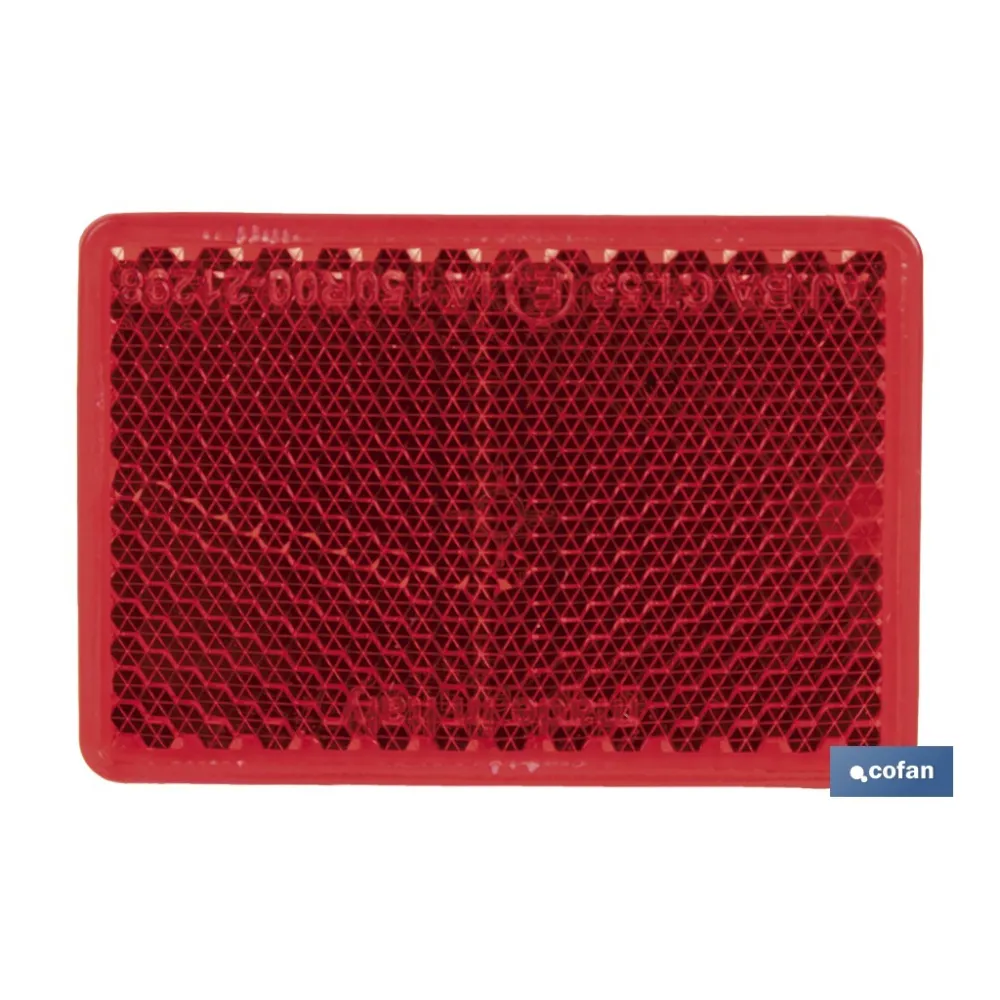 CATADIÓPTRICO RECTANGULAR ROJO 56 X 39 MM CON ADHESIVO