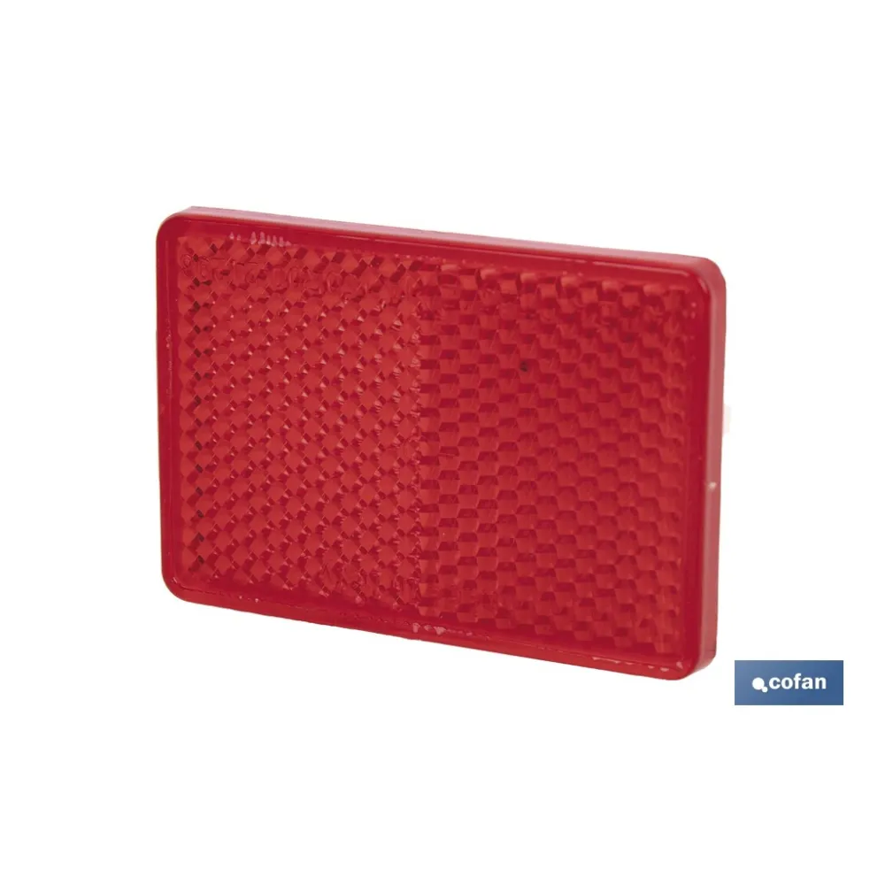 CATADIÓPTRICO RECTANGULAR ROJO 56 X 39 MM CON ADHESIVO