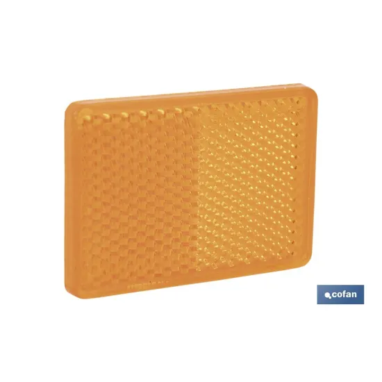 CATADIÓPTRICO RECTANGULAR ÁMBAR 56 X 39 MM CON ADHESIVO
