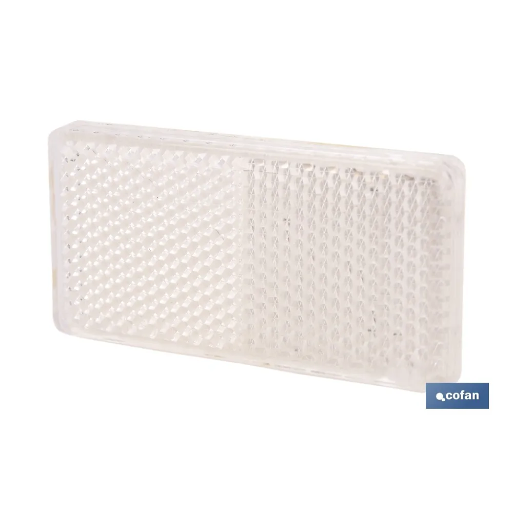 CATADIÓPTRICO RECTANGULAR BLANCO 71 X 35 MM CON ADHESIVO