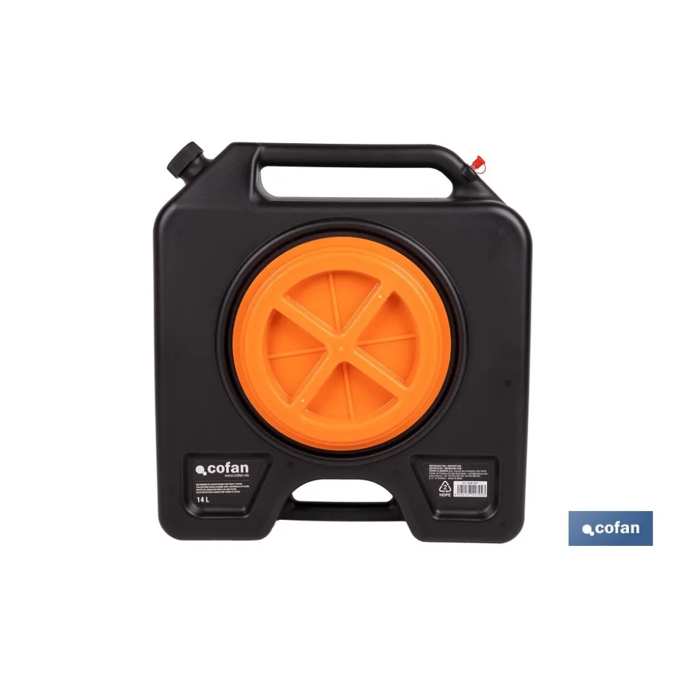 RECOGEDOR DE ACEITE USADO CON TAPA Y FILTRO 14 L