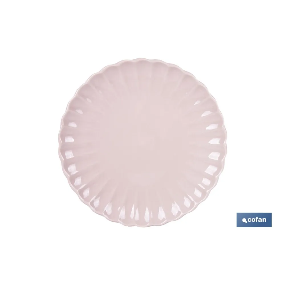 VAJILLA DE PORCELANA EN RELIEVE COLOR ROSA NUDE ESMALTADO 16 PIEZAS