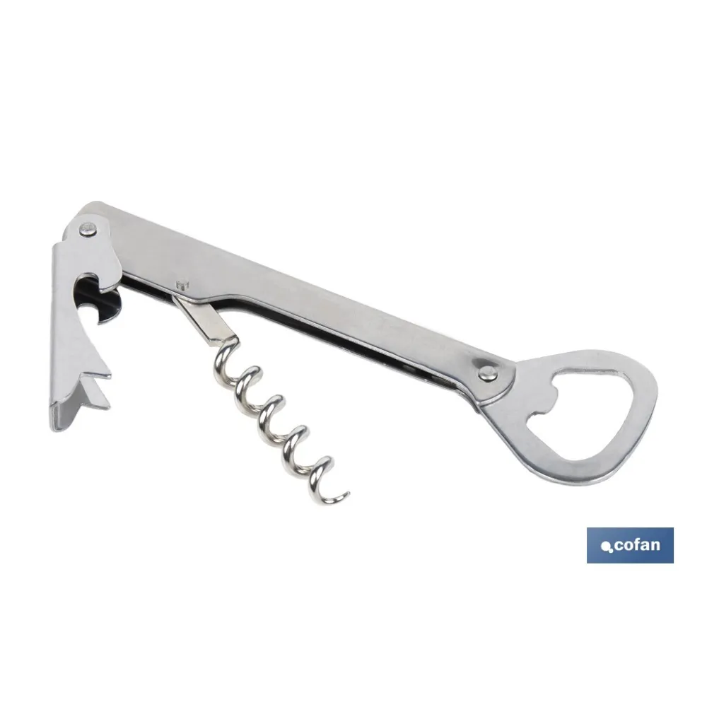SACACORCHOS DE ACERO INOXIDABLE CON ABRIDOR 14 CM