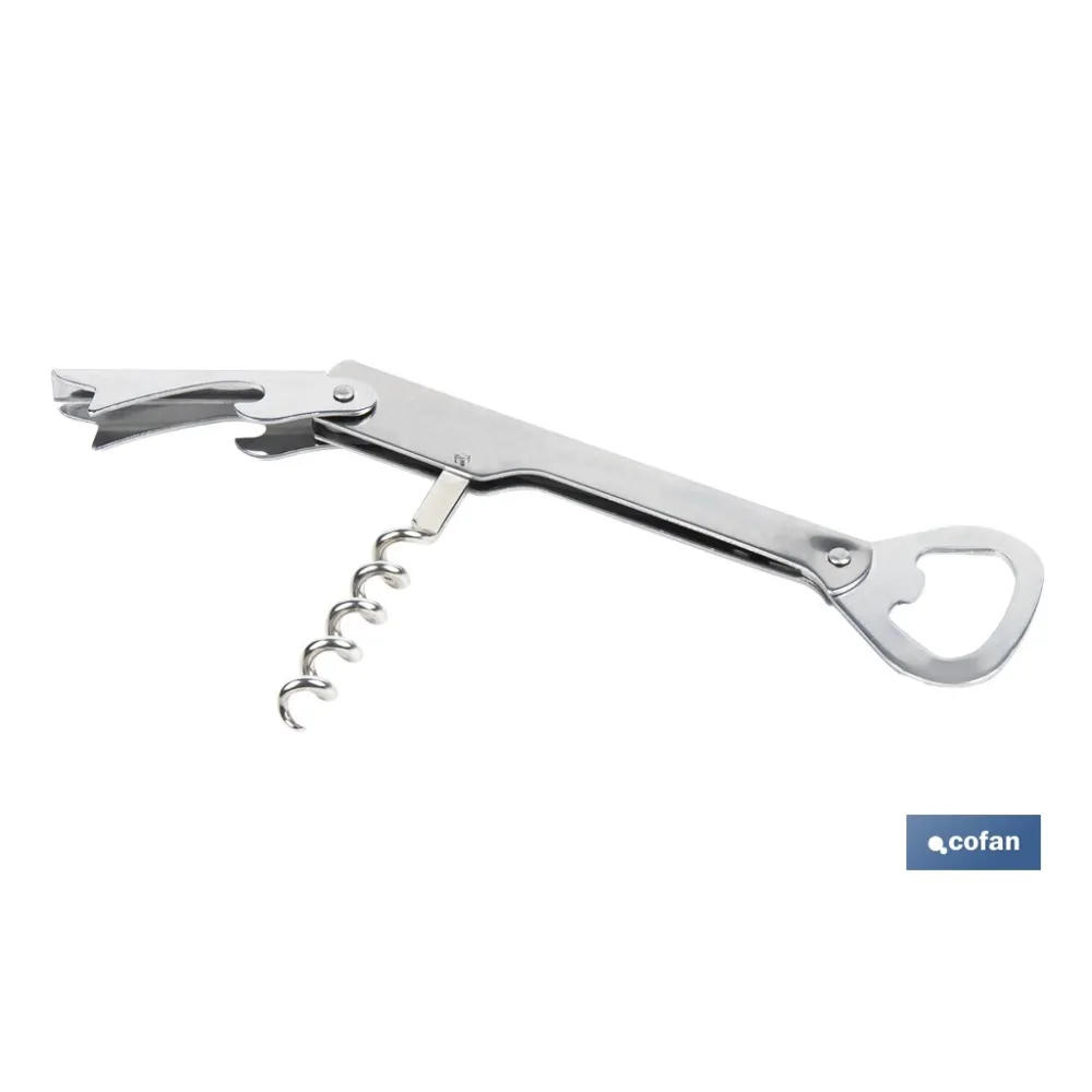 SACACORCHOS DE ACERO INOXIDABLE CON ABRIDOR 14 CM