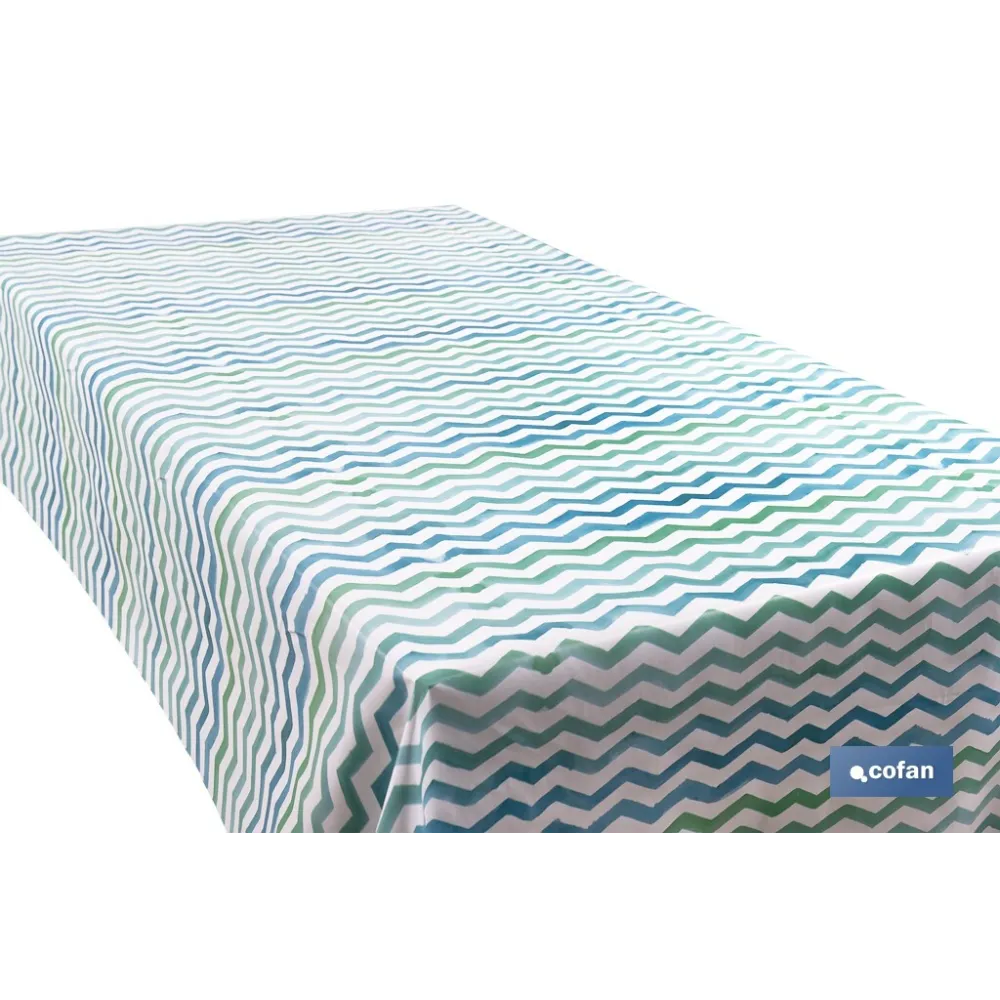 ROLLO MANTEL ANTIMANCHAS 1,40 x 25m 50% ALG/50% PVC.RAYADO