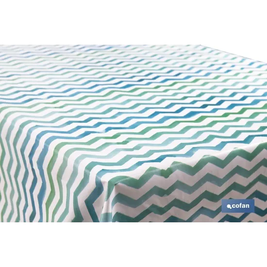 ROLLO MANTEL ANTIMANCHAS 1,40 x 25m 50% ALG/50% PVC.RAYADO