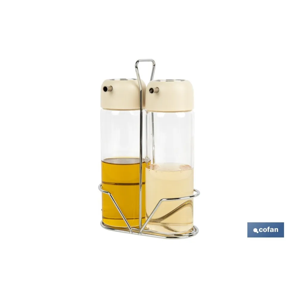 SET DE ACEITERA Y VINAGRERA  GAMA LAUREL COLOR BEIGE