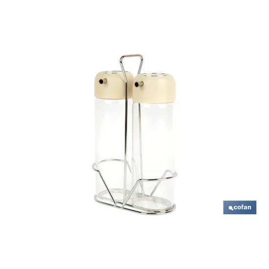 SET DE ACEITERA Y VINAGRERA  GAMA LAUREL COLOR BEIGE