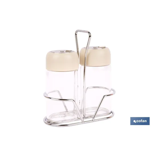 SET DE SALERO Y PIMENTERO GAMA LAUREL COLOR BEIGE