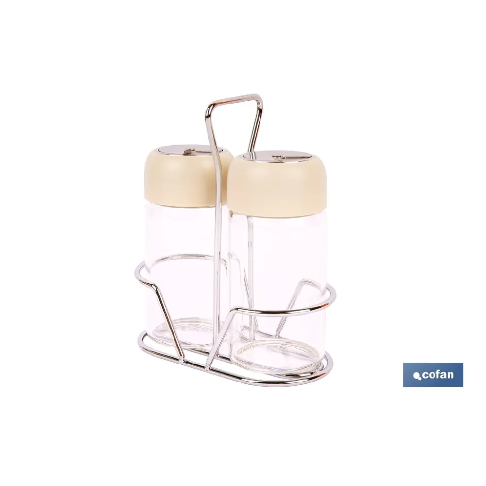 SET DE SALERO Y PIMENTERO GAMA LAUREL COLOR BEIGE