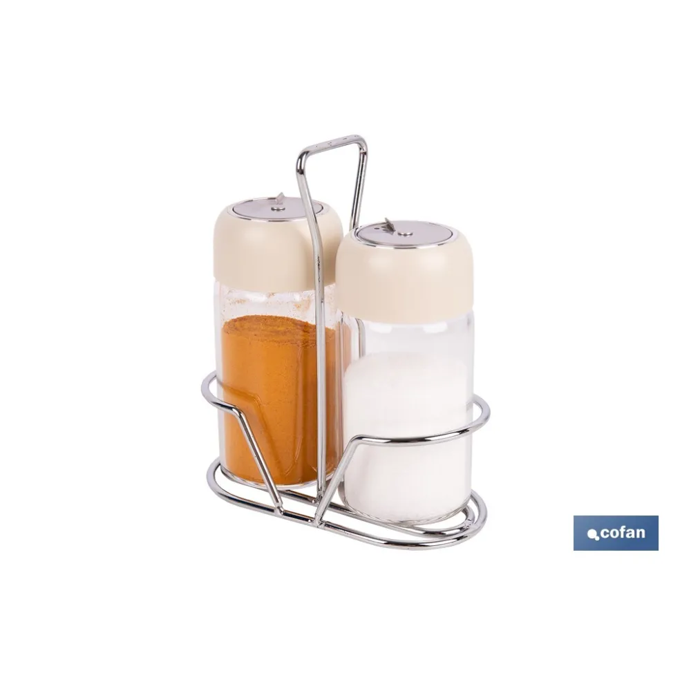SET DE SALERO Y PIMENTERO GAMA LAUREL COLOR BEIGE