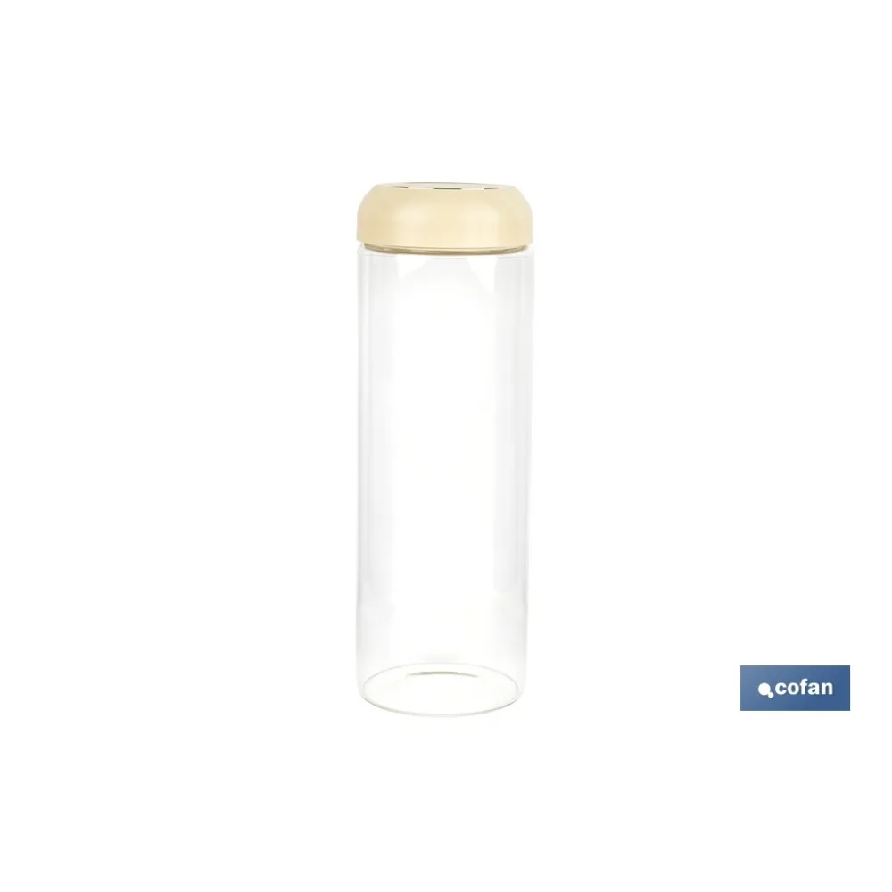 BOTE DE VIDRIO BOROSILICATO CON TAPA BEIGE GAMA LAUREL 1700 ML
