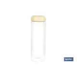 BOTE DE VIDRIO BOROSILICATO CON TAPA BEIGE GAMA LAUREL 1700 ML