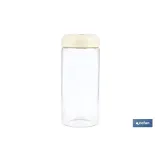 BOTE DE VIDRIO BOROSILICATO CON TAPA BEIGE GAMA LAUREL 1300 ML